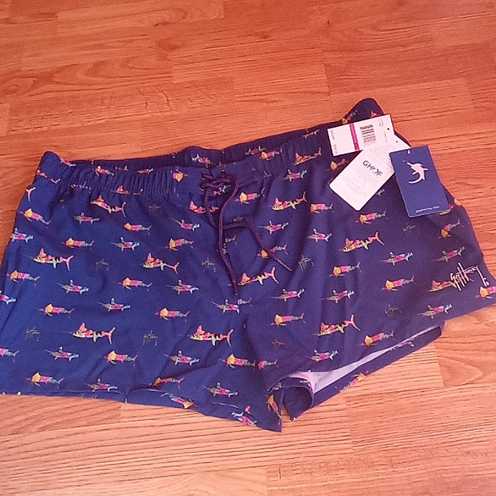 NWT women's plus Guy Harvey ladies board shorts navy blue sz XXL, MSRP $26